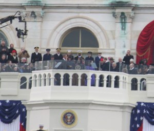 Obama taking the oath of office.